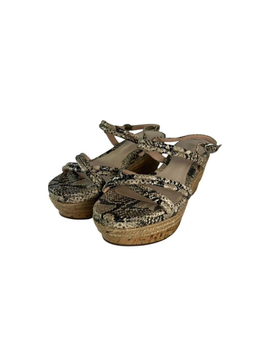 Genuine SCHUTZ Leather Snake Pattern Espadrille Sandals 10 B Made In Brazil